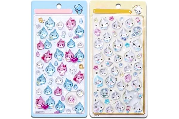 YAYAMIYA 6枚セット 3dシール 立体シ ール まめっち めめっち くちばっち ぷくぷく レリーフシールセット マシュマロ風 おしり タイル 手帳 可愛い ステッカー キラキラ デコシール ごほうび 子供 貼り付け可能 贈り物 DIY用 手帳用 (SD-05+06)