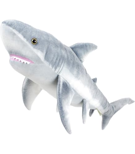 Amazon.co.jp: ZHONGXIN MADEリアルなホオジロザメのぬいぐるみ グレー