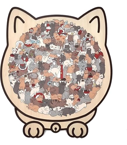 Amazon | [lalarimi]ジグソーパズル 猫 パズル 135ピース 猫型木製