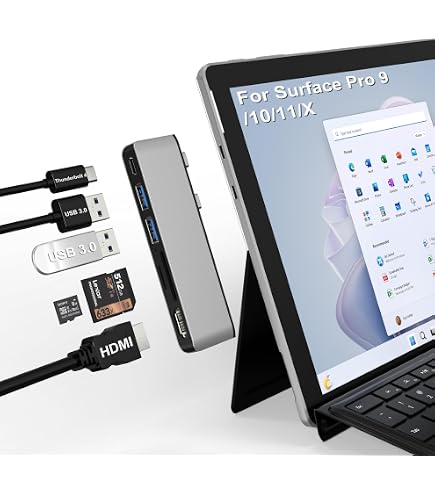 Amazon | Surface Pro 11/Pro 10/Pro 9 ハブ 7-in-2 拡張 マルチポート