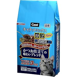 キャラット キャットフード ミックス かつお仕立ての味わいブレンド 国産 フィッシュ 3kg (500g ×6袋入)