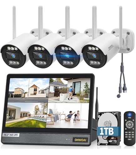 Amazon.co.jp: 【双方向通話・アンテナ内蔵】OHWOAI 防犯カメラセット