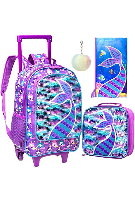 justice mermaid rolling backpack