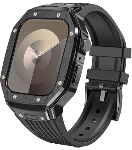 OOULOVE コンパチブル Apple Watchバンド 44mm 45mm バンドSeries 8/7/6/SE/5/4対応 フッ素ゴム一体型 頑丈ステンンレス鋼ケース付き 耐 Amazon.co.jp: OOULOVE コンパチブル アップルウォッチ バンド 44mm