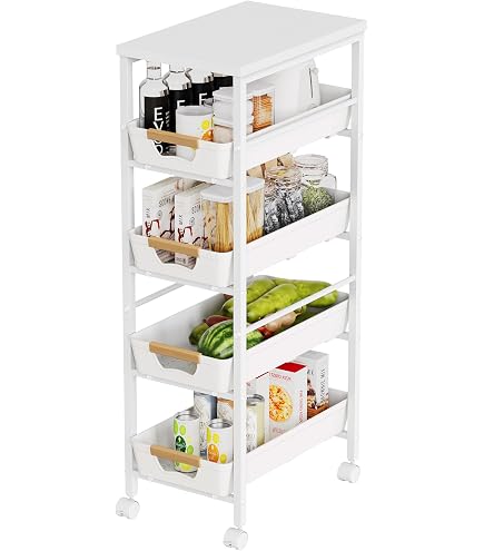 キッチンワゴン　キッチンラック　キャスター付き Amazon.co.jp: ZMZZZX キッチンワゴン スライド式 （調味料棚） スリム