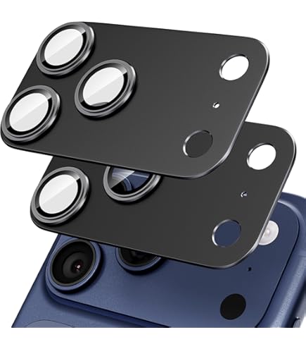 JETech Camera Lens Beschermer voor iPhone 17 Pro 6,3-Inch en iPhone 17 Pro Max 6,9-Inch, 1:1 Onzichtbare Pasvorm, 9H Gehard Glas Metaal Individuele Ring Cover, HD Doorzichtig, 1 Set (Diepblauw