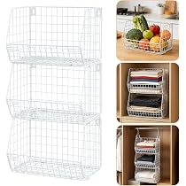 Amazon｜Fenghome クローゼット 収納 吊り下げ 3段 ワイヤーバスケット