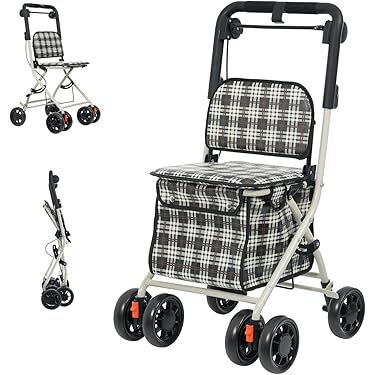 ★美品★軽量アルミカート　ショッピングカート　買い物カート　押し車　シルバーカー ショッピングカート シルバーカー 手押し車 軽量 コンパクト