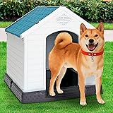 ZENY 犬小屋 ドッグハウス 犬舎 シェルター 幅65x奥行き69x高さ69cm 小型犬 中型犬 室内 屋外用 プラスチック製 防水素材 水洗いOK 防風 防雨 換気 全天候型 いぬごや ペットハウス 組み立て簡単