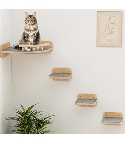 COOLEX Curved Cat Wall Shelf With Cushion - Floating Cat Bed Perch, Solid Wood, Holds 30 Lbs 2 thumbnail image