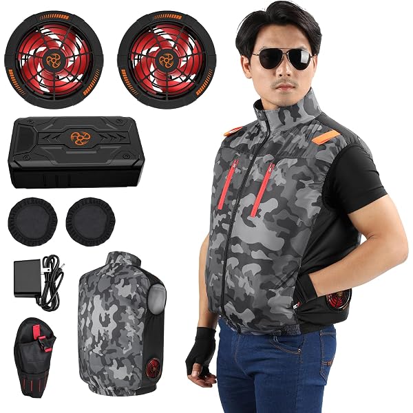 Amazon.co.jp: 空調作業服 ファン付きベスト 【50V高出力 40500mAh大
