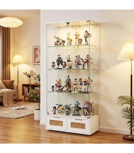 Amazon | 全面ガラスディスプレイキャビネット 4段 フィギュアケース