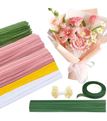 Amazon.co.jp: JANLOFO モールフラワー モール 花 ピンク150本 手芸
