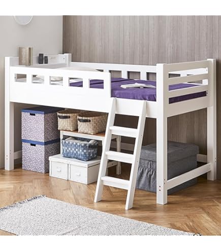 ホワイト ロフトベッド シングル・ショート Amazon｜ホワイト ベッドフレームのみ シングル ショート丈 コンパクト