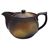 イチキュウ(Ichikyu)美濃焼 たっぷり 注げる ふっくら ポット 容量約450ml 2～3人用 備前風 茶色 ブラウン 無地 陶器 日本製 585-12