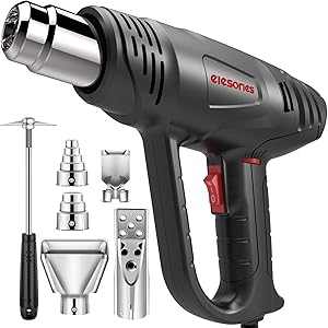 ヒートガン elesories HG1012 ホットガン ヒートエアガン 2段階風速 無段階調温可能 50～650度 多…