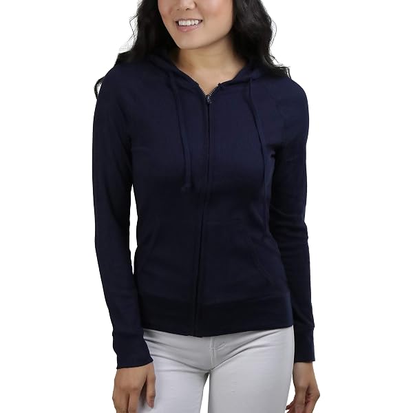 ToBeInStyle Women's Raw Edge Long Sleeve Hoodie - Cotton Pullover With Kangaroo Pocket & High-Low Hem