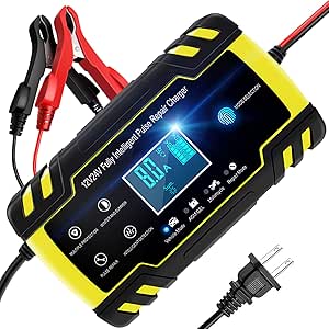 Amazon バッテリー 充電器 メンテナンス充電器 バッテリーチャージャー 8a大電流 12 24v 兼用 電動自転車 過電流保護 自動車 バイク用 全車種適用 カーバッテリー充電器 車 バイク