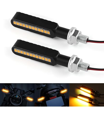 4x 12V Motorcycle 9-LED Flush Mount Turn Signal Indicators – Amber Blinkers, Universal Fit
