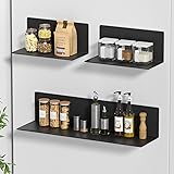 【3個セット】キッチン マグネット ラック JSUSUJ マグネット 棚 超強力 耐荷重15Kg ウォールラック 調味料ラック マグネット 傾斜角度付き 工事不要 キッチン マグネット 収納 浴室用ラック 浮かせる収納 飾り棚 冷蔵庫 洗面所 洗濯機 お風呂 調味料棚 壁掛けラック キッチン ラック 幅50×奥行14×高さ10.7cm ブラック