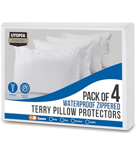 Amazon｜Utopia Bedding 防水枕プロテクター ファスナー付き(4枚パック