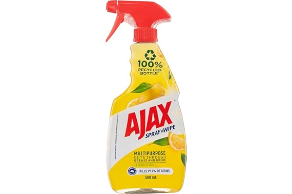 Ajax Ajax Spray n' Wipe Multi-Purpose Cleaner Trigger, Antibacterial Disinfectant, 500mL, Lemon Citrus Surface Spray, Household Grade