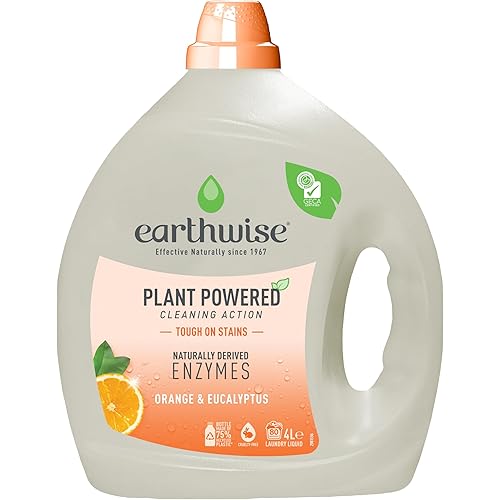 Earthwise Orange & Eucalyptus Laundry Washing Detergent Liquid 4L, 80 Washloads, Suitable for Front & Top Loader, Tough on St