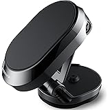 SANHACO スマホホルダー 車 マグネット 折りたたみ 超強磁力 高級合金素材 360度回転 【片手操作】 車 スマホホルダー 4-7インチ全機種対応 iPhone/Sony/SHARP/Samsung/Xiaomi など (Black)