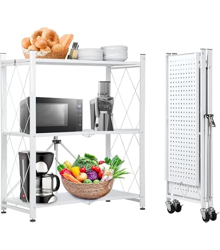 Amazon｜3段 折りたたみ棚 幅71×奥行34×高さ87cm 収納ラック スチール