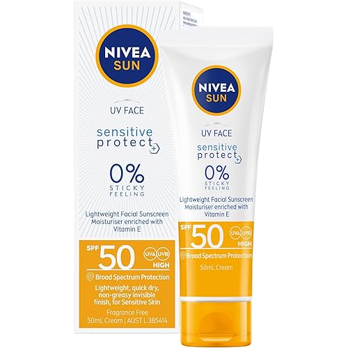 NIVEA SUN UV Face Sensitive Protect Face Sunscreen SPF 50 50ml | Enriched With Vitamin E | For Sensitive Skin | Provides Broa