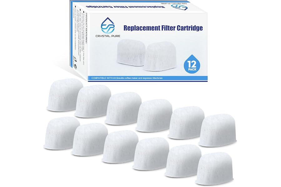 Crystal Pure 12-Pack Water Filters for Breville BES840 BES860 BES870 BES878 BES900 BES920 BEP920 BES980 BES990 BWF100, Ion Ex