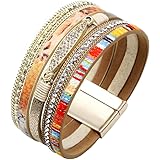 YiyiLai Bohemia PU Leather Multilayer Buckle Bracelet Cuff Bangble Jewelry