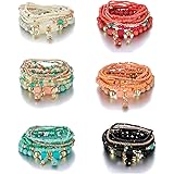Caiyao Bohemian Stackable Bead Bracelets Multilayered Stretch Bracelet Set Multicolor Jewelry Sets Boho Pendant Charm Bangles