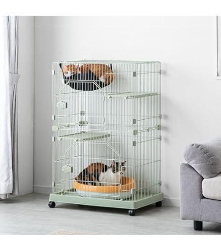 Amazon.co.jp: アイリスオーヤマ ウッディキャットケージ 2段 猫砂 猫