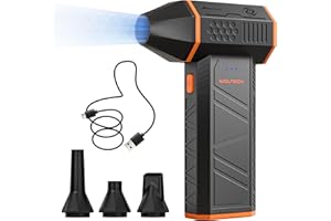WOLFBOX エアダスター 電動 強力ブロワー 洗車 最大風速75m/s以上 204ｇ超軽量 11万回転【2026最新・水シミ予防】5000mAh大容量 240分連続稼働 4種ノズル付き 3段階調整 USB充電式 一台多役 年寄りも簡単に使える PC掃除/キャンプ/空気入れ 2年保証 日本語保証書付 (ブラック/日常最適)