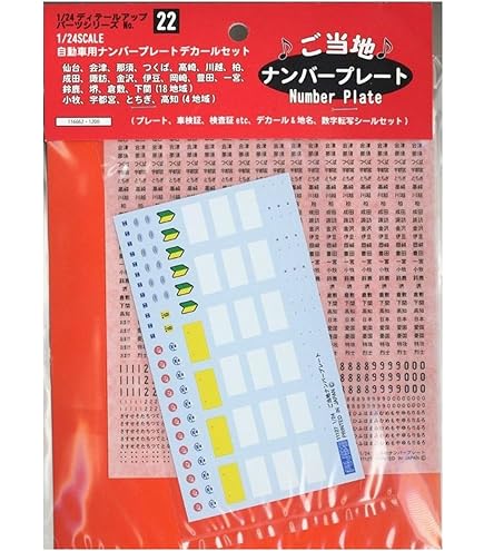 1/24スケール ナンバープレート 希望ナンバー 20セット プラモデル 模型 1/24スケール ナンバープレート 希望ナンバー 20セット
