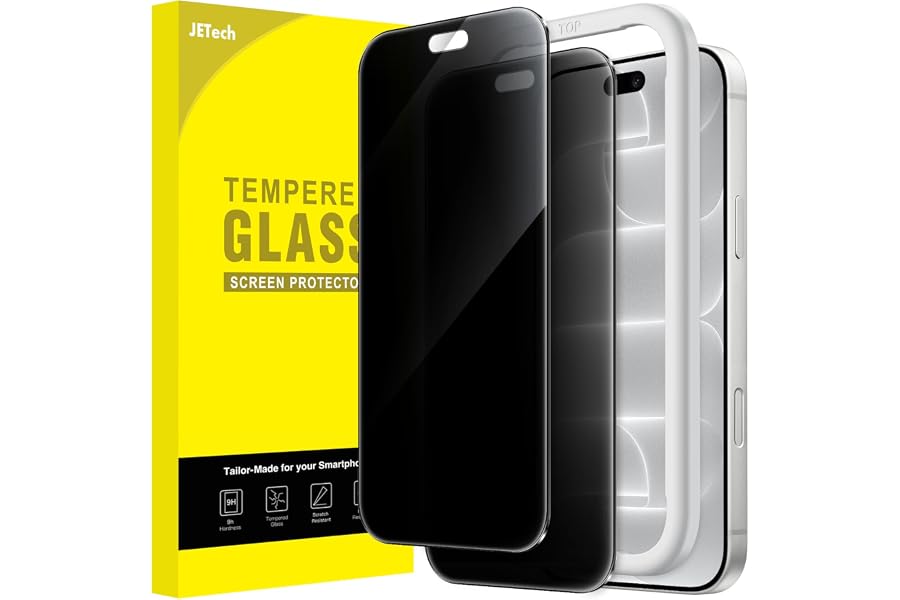 JETech Privacy Screen Protector for iPhone 18 Pro Max, 2-Pack | Anti-Spy, 9H+ Tempered Glass, Easy Installation, Scratch Resi