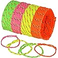 ArtCreativity Adjustable Friendship Bracelets - Pack of 144 Fabric Material Wristbands in Assorted Neon Colors - Fun Party Fa