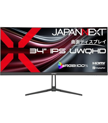 Amazon.co.jp: JAPANNEXT 34インチ 大画面湾曲ゲーミングモニター JN