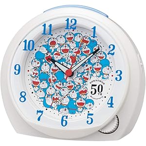 セイコークロック 目覚まし時計 ドラえもん 50周年記念 白パール 114×130×77mm CQ803W