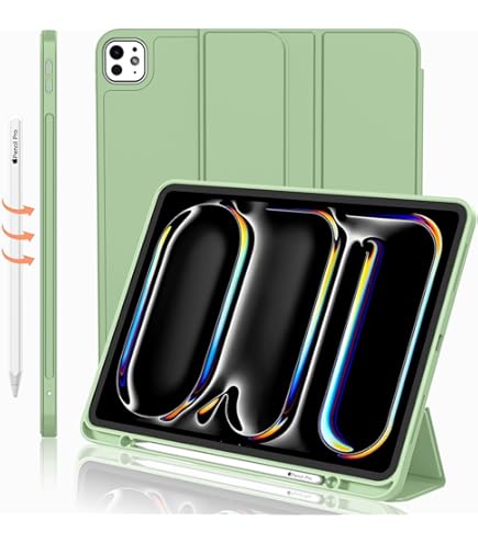 A-BEAUTY Case Compatible With IPad Pro 13 Inch M5 2025/ M4 2024 With Pencil Holder, Shockproof Clear Cover, 6-in-1 Y Fold Stand, Supports Pencil Pro And Pencil (USB-C), Auto Wake/Sleep, White