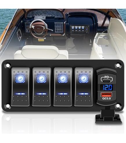 3 Gang Rocker Switch Panel USB 3 Gang Toggle Rocker Switch Panel With Dual USB & Blue LED - For Car, Boat, RV, Truck 12V-24V 3 Gang Toggle Switch Panel Dual USB - Foto 8