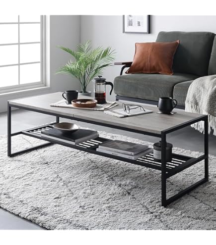 Amazon.co.jp: KEN JAPAN ローテーブル 棚付き 120×60×高さ45.5cm