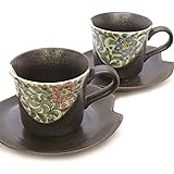 九谷焼 ペア コーヒーカップ&ソーサー 花文唐草 陶器 食器 日本製 ブランド品
