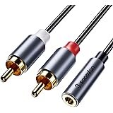 RCA 3.5mm 変換ケーブル - SOOMFON Aux 3.5mm(メス) to 2RCA(オス) ミニプラグ 変換 オーディオケーブル 赤白 Y型 分岐 高耐久性 ナイロン編み 金メッキプラグ スマホン/車などに/スピーカー/タブレット/ホー