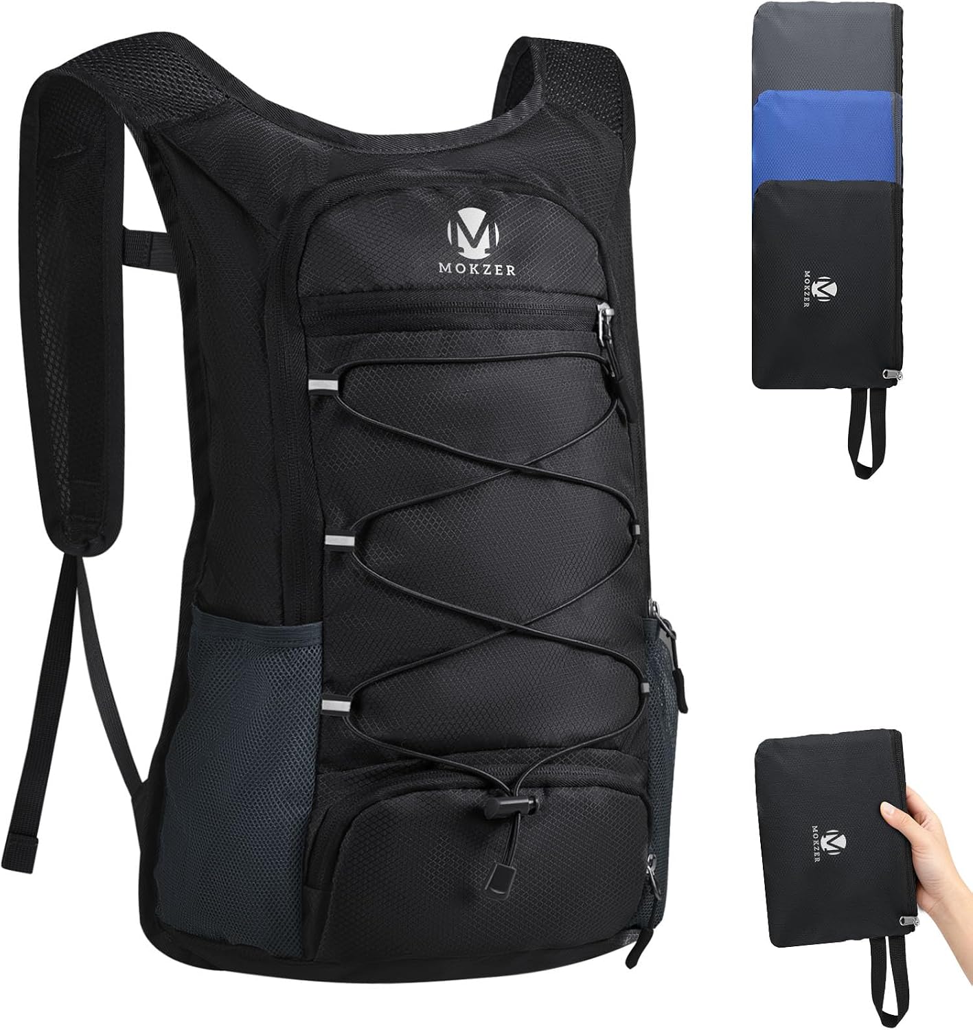 [mokzer] 折りたたみリュック 15L 折畳みバッグ ランニングバッグ 超軽量 ハイキング ランニング 自転車 サイクリング バックパック | 小さな旅行 アウトドアバック デイパック ジョギング スポーツ パッカブル メンズ レディース 通学 通勤 便利グッズ