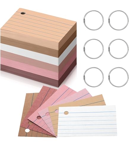 6-Pack Colored Blank Index Cards, 4x6 Inches, 360 Sheets With Rings | Study Flashcards, Note Cards, Office & Home Use - View #3