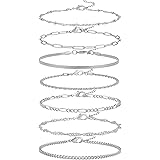 Reoxvo Dainty Gold & Silver Chain Jewelry Bracelets Set for Women 14K Gold Plated Layered Stack Adjustable Bracelet for Women