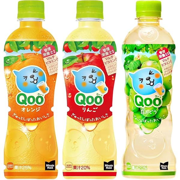Amazon.co.jp: Qoo クー 425ml オレンジ りんご 白ぶどう 3種 x各8本