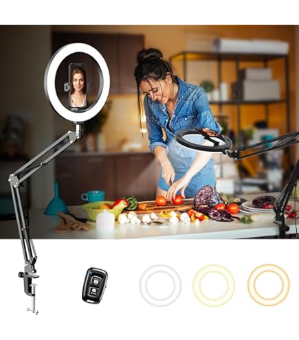 Amazon | Evershop リングライト アーム式 俯瞰撮影用ライト 照明